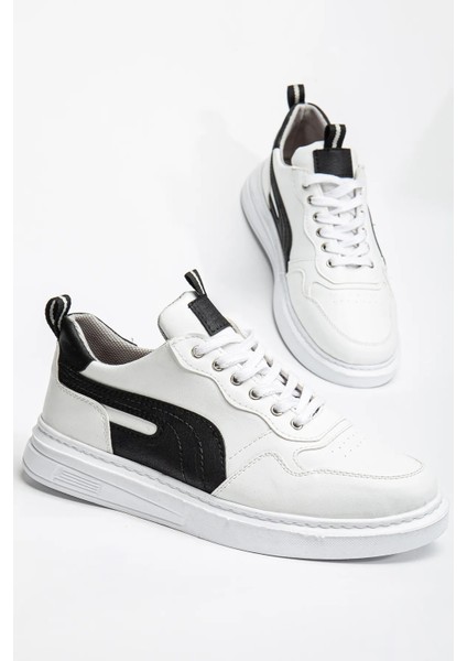 Pomas Erkek Beyaz Siyah Garantili Günlük Rahat Dikişli Hafif Taban Yürüyüş Garantili Spor Ayakkabı POMAS-5219 indirimleri