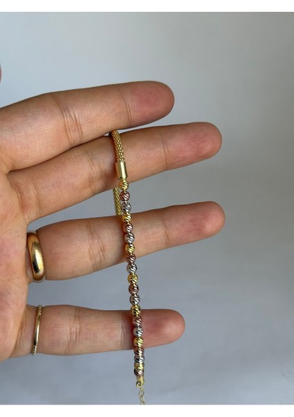 14K Altın Kaplama Dorikalı Hasır Gümüş Bileklik | Garantili fırsatları
