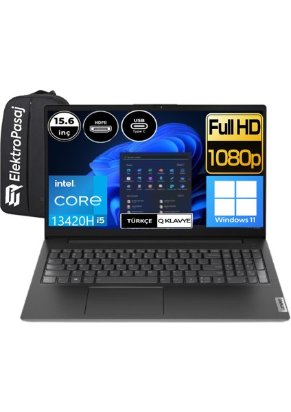 V15 G4 Intel Core I5 13420H 40 GB Ram 2 Tb SSD 15.6" Fhd Windows 11 Pro 83A1008TTREP19 Taşınabilir Bilgisayar + Elektropasaj Çanta
