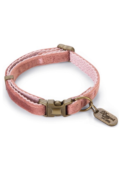 Dbl Kedi Boyun Tasması, Velur, Pembe, 20-30CM