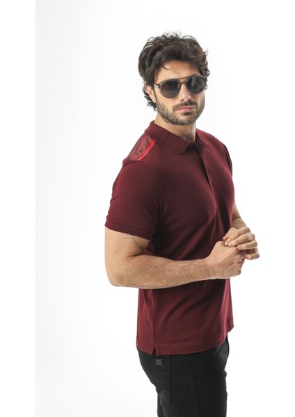 Polo Yaka Omzu Baskılı Düğmeli T-SHIRT-PL-3614