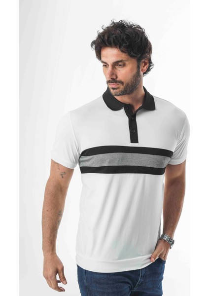 Büyük Beden Polo Yaka Düğmeli Ortası Çizgili T-SHIRT-6320 modelleri