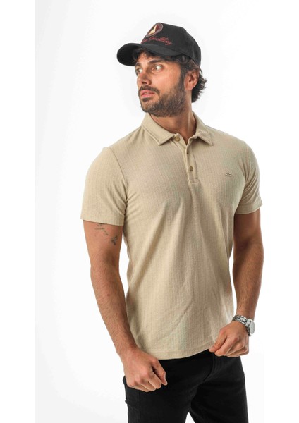 Regular Fit Polo Yaka Düğmeli Armalı Keten T-SHIRT-KT-1003 fiyatları