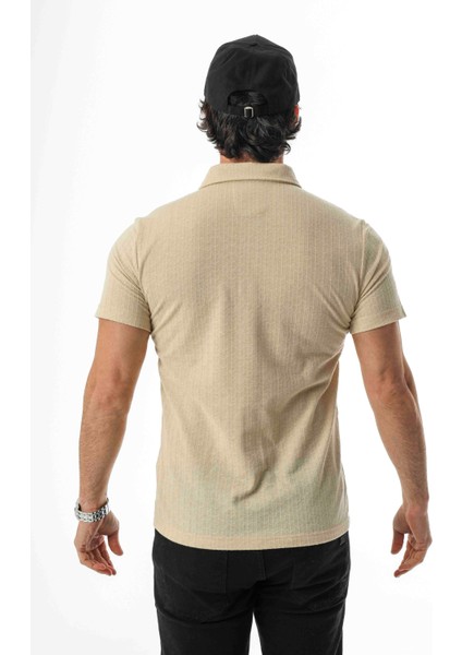 Regular Fit Polo Yaka Düğmeli Armalı Keten T-SHIRT-KT-1003 modelleri