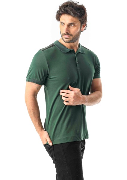 Polo Yaka Omzu Baskılı Düğmeli T-SHIRT-PL-3614 fiyatları