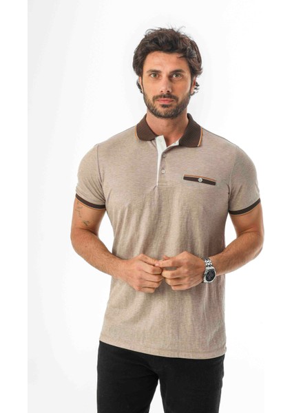Polo Yaka Düğmeli Cepli Viskon Kumaş Erkek T-SHIRT-AR-1009