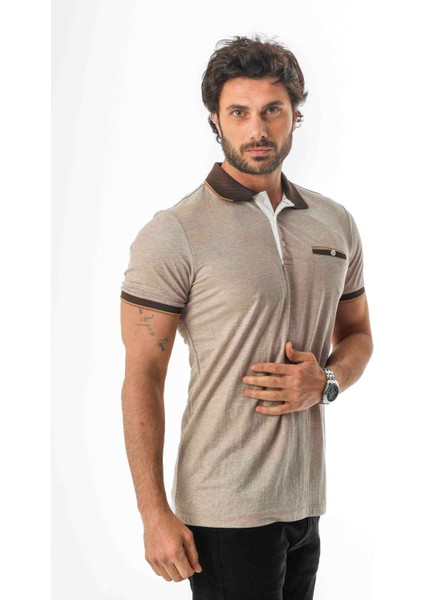 Polo Yaka Düğmeli Cepli Viskon Kumaş Erkek T-SHIRT-AR-1009 fiyatları
