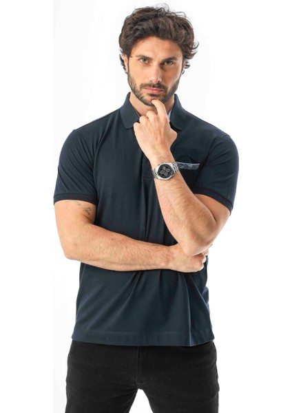 Büyük Beden Regular Fit Polo Yaka Cepli Baskılı T-SHIRT-PL-3458
