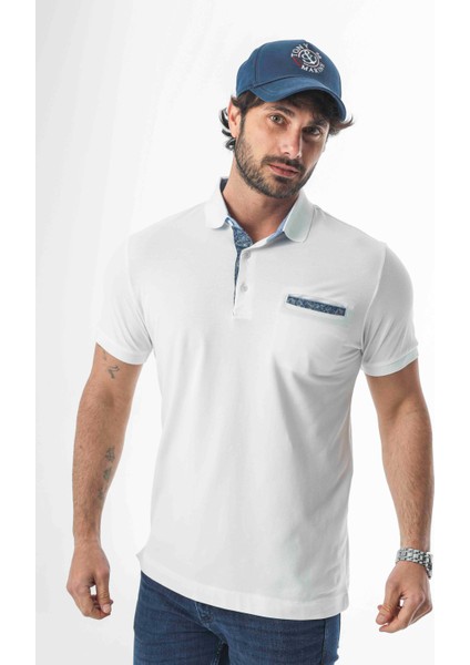 Büyük Beden Regular Fit Polo Yaka Cepli Baskılı T-SHIRT-PL-3458