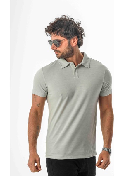 Polo Yaka Düğmeli Viskon Karışımlı Jakarlı T-SHIRT-J-2093 fiyatları