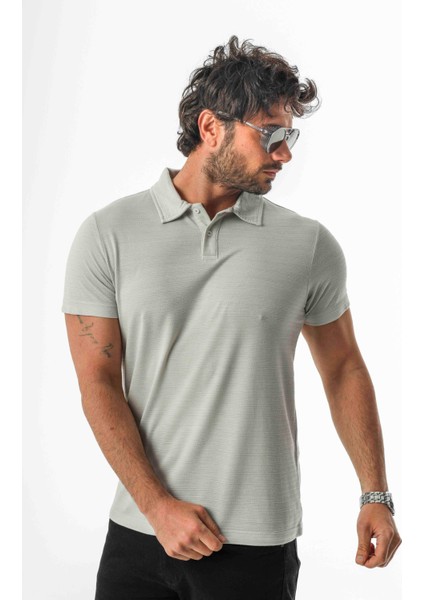 Polo Yaka Düğmeli Viskon Karışımlı Jakarlı T-SHIRT-J-2093 modelleri