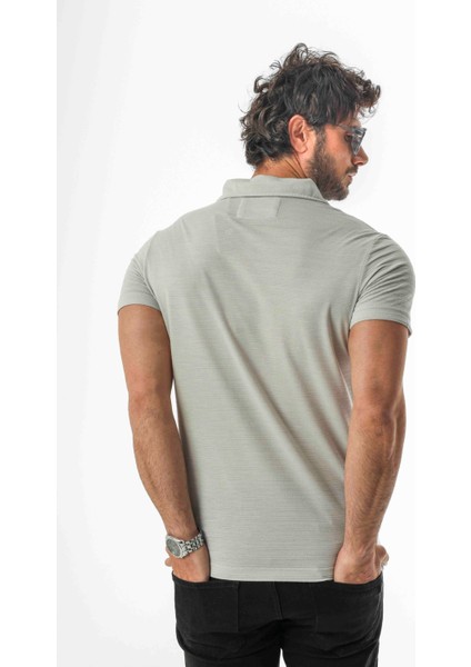 Polo Yaka Düğmeli Viskon Karışımlı Jakarlı T-SHIRT-J-2093 fırsatları