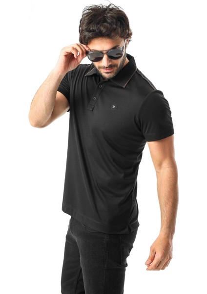 Polo Yaka Omzu Çizgili Armalı Düğmeli T-SHIRT-6275 fiyatları