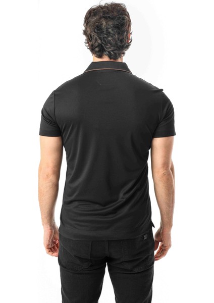 Polo Yaka Omzu Çizgili Armalı Düğmeli T-SHIRT-6275 modelleri