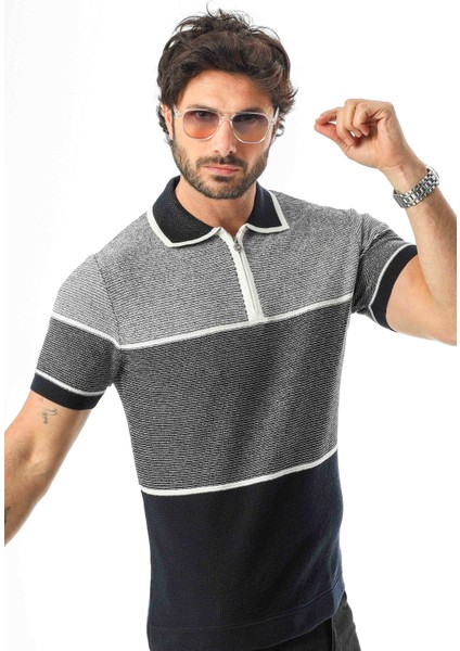 Luxury Tech Polo Yaka Yarım Fermuarlı Örme Triko T-SHIRT-TCY-1026
