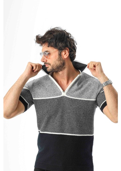 Luxury Tech Polo Yaka Yarım Fermuarlı Örme Triko T-SHIRT-TCY-1026 fırsatları