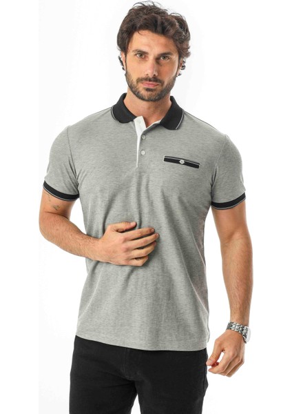 Polo Yaka Düğmeli Cepli Viskon Kumaş Erkek T-SHIRT-AR-1009