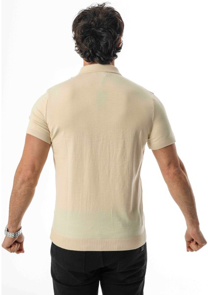 Polo Yaka Yarım Fermuarlı Çizgi Desenli Triko T-SHIRT-TY-1311 indirimleri
