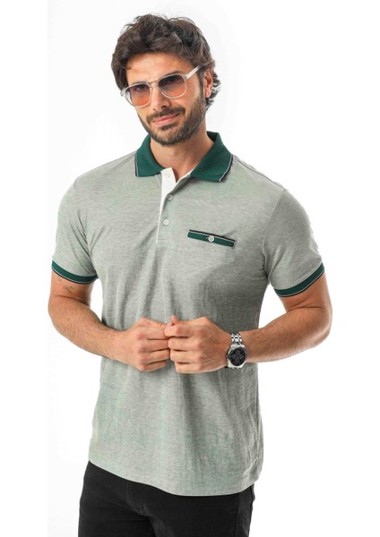 Polo Yaka Düğmeli Cepli Viskon Kumaş Erkek T-SHIRT-AR-1009
