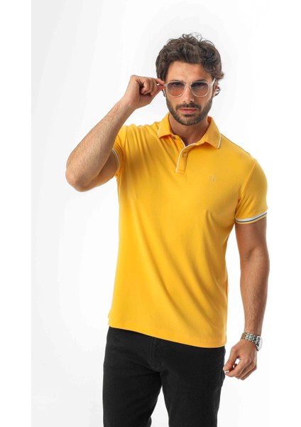 Pamuklu Yumuşak Dokulu Kumaş Polo Yaka Düğmeli T-SHIRT-6291