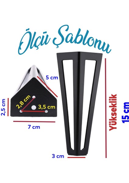 Mobilya Koltuk Baza Sehpa Kanepe Masa Ayağı Metal Ayak 20 cm Siyah 4 Adet