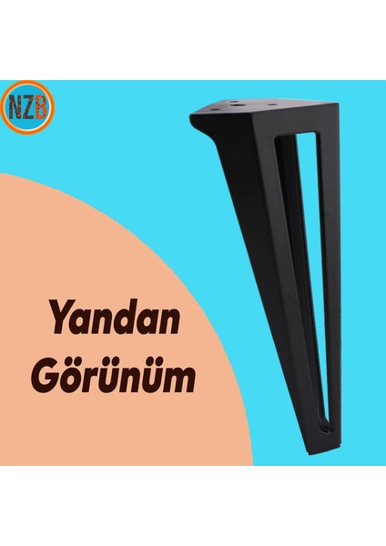Mobilya Koltuk Baza Sehpa Kanepe Masa Ayağı Metal Ayak 20 cm Siyah 4 Adet