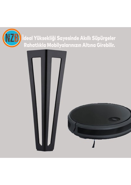 Mobilya Koltuk Baza Sehpa Kanepe Masa Ayağı Metal Ayak 20 cm Siyah 4 Adet