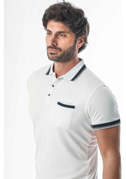 Büyük Beden Polo Yaka Cepli Yakası Çıtçıtlı T-SHIRT-6317