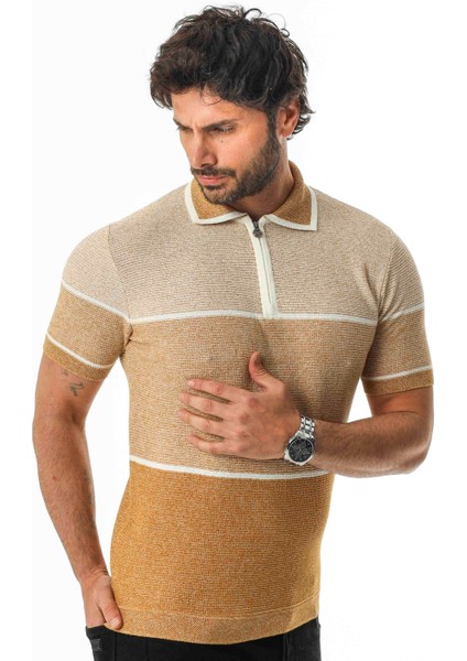 Luxury Tech Polo Yaka Yarım Fermuarlı Örme Triko T-SHIRT-TCY-1026 fırsatları