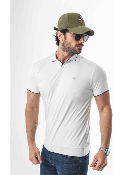 Polo Yaka ve Kol Ucu Triko Nakış Armalı Erkek T-SHIRT-6296 modelleri
