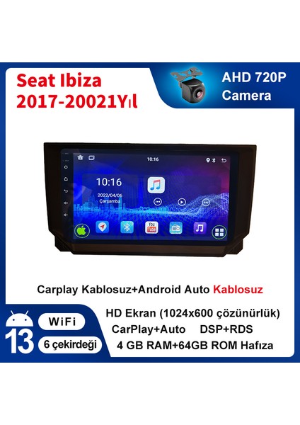 Seat Ibiza 2017-2021 Yıl Uyumlu 9 Inç 4 GB Ram 64 GB Hafıza Multimedya Carplay Navigasyon