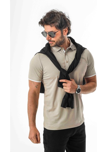 Polo Yaka Düğme Kısmı Baskılı Erkek T-SHIRT-6293