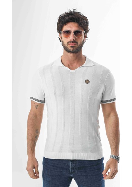 Polo Yaka Desenli Arma Baskılı Triko T-SHIRT-TY-1303