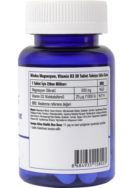 Magnezyum Sitrat 30 Tablet