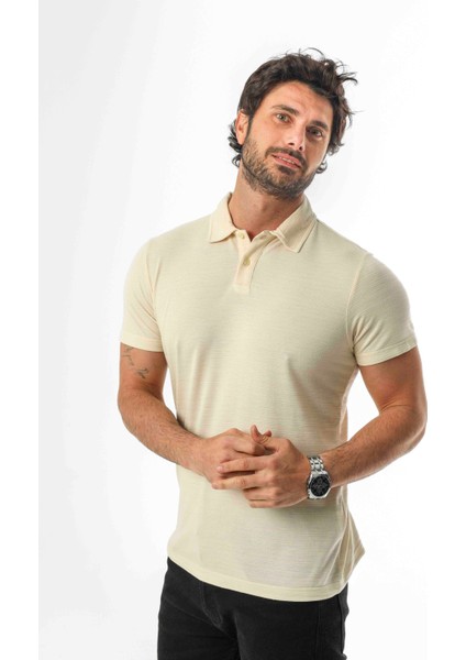 Polo Yaka Düğmeli Viskon Karışımlı Jakarlı T-SHIRT-J-2093 fiyatları