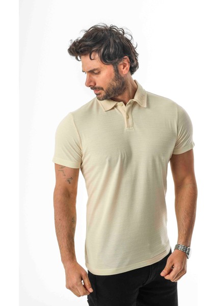 Polo Yaka Düğmeli Viskon Karışımlı Jakarlı T-SHIRT-J-2093 modelleri