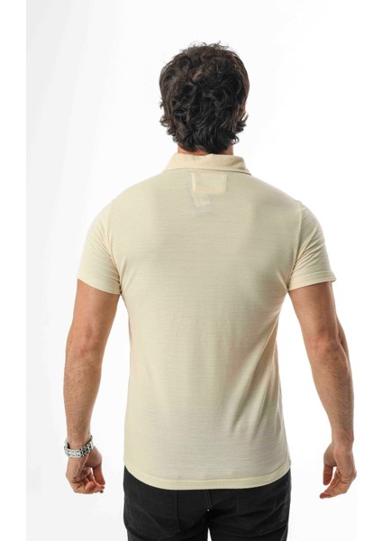 Polo Yaka Düğmeli Viskon Karışımlı Jakarlı T-SHIRT-J-2093 fırsatları