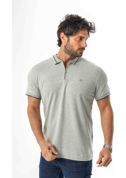 Polo Yaka Yarım Fermuarlı Nakış Armalı Pamuk T-SHIRT-PL-3618 fiyatları
