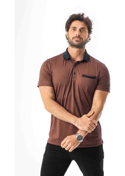 Polo Yaka Düğmeli Cepli Erkek T-SHIRT-6274