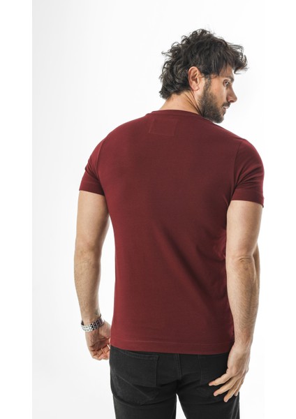 Bisiklet Yaka Baskılı Pamuklu Erkek T-SHIRT-MSL-2263