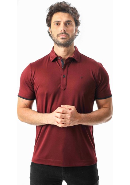 Polo Yaka Düğme Kısmı Baskılı Erkek T-SHIRT-6293