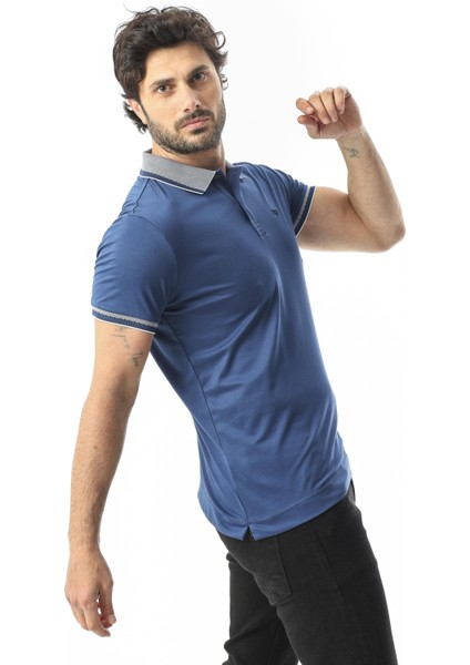 Polo Yaka Düğmeli Yakası Baskılı Pamuk T-SHIRT-6277 fiyatları