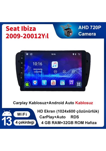 Seat Ibiza 2009-2012 Yıl Uyumlu 9 Inç 4 GB Ram 32 GB Hafıza Multimedya Carplay Navigasyon