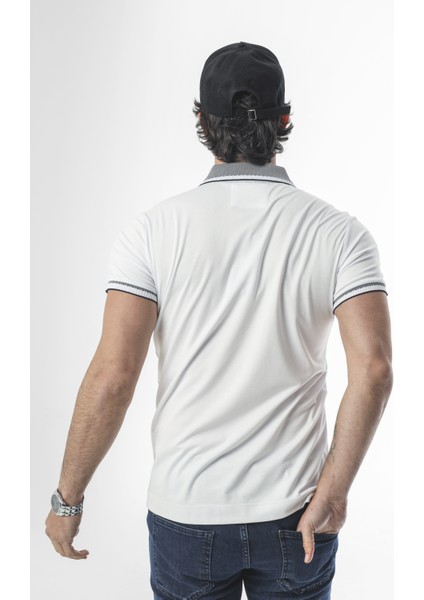 Polo Yaka Düğmeli Yakası Baskılı Pamuk T-SHIRT-6277 fırsatları