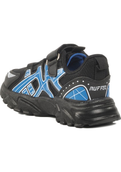 Ruffon Siyah-Saks Fileli Hafif Çocuk Spor Ayakkabı 2540 P