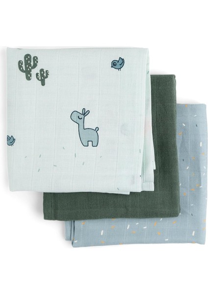 Muslin Bezi 3’lü Set, 70X70 Cm, Gots Sertifikalı %100 Organik Pamuk Bebek Bezi