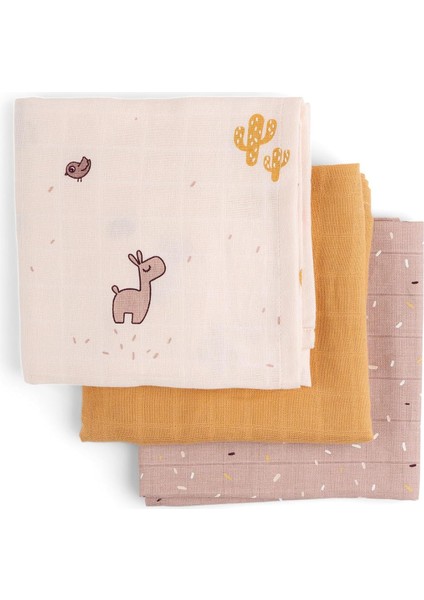 Muslin Bezi 3’lü Set, 70X70 Cm, Gots Sertifikalı %100 Organik Pamuk Bebek Bezi