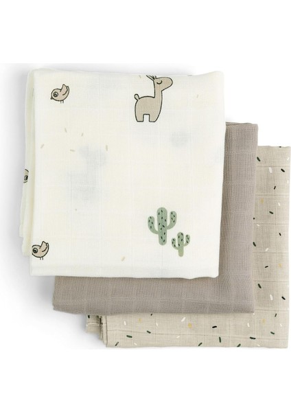 Muslin Bezi 3’lü Set, 70X70 Cm, Gots Sertifikalı %100 Organik Pamuk Bebek Bezi