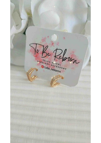 Çelik Kuyumcu Işçiliğinde Zirkon Taşlı Küpe 14 Ayar Kaplama indirimleri