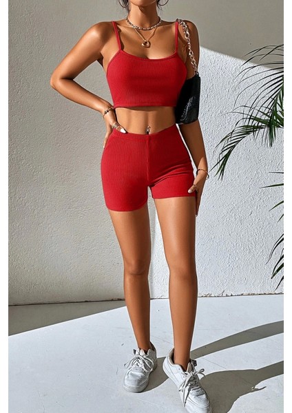 - Kadın Kırmızı Şortlu Kaşkorse Gecelik Takım modelleri